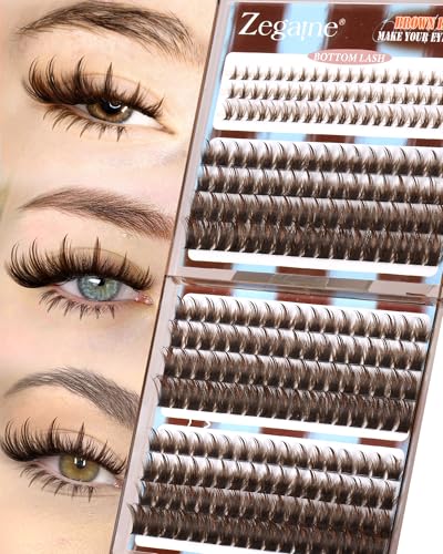 Brown Lash Clusters With Spikes Bottom Eyelash Clusters Wispy Cluster Eyelash Extensions Brown Manga Lash Clusters Fluff Individual Lashes 12-18MM 264Pcs by Zegaine