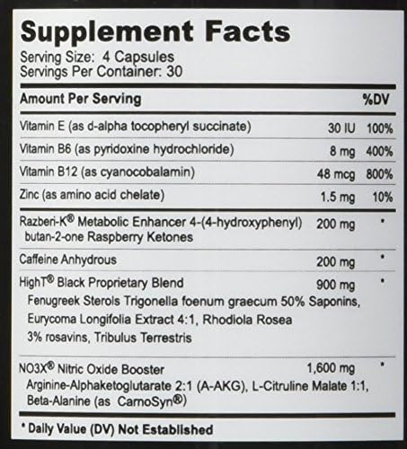 High T Black- Testosterone Booster Supplement- 120 count