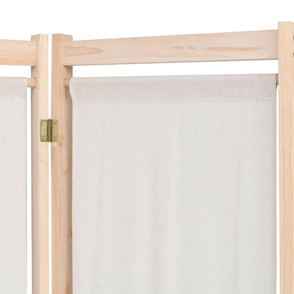 vidaXL Biombo 5 Paneles Separadores de Habitación 200x170cm Tela Crema Mampara