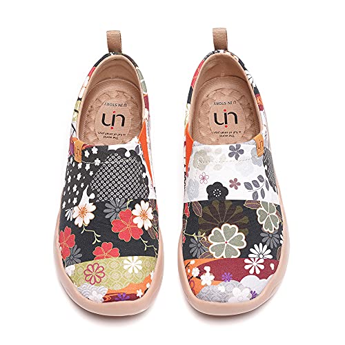 UIN Women's Casual Loafers Travel Painted Walking Slip On Lightweight Comfortable Canvas Fashion Sneakers Hana (39)