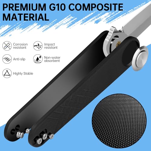 Pocket Knife: 3.15" Black Folding Knife with Button Lock, Dagger Shape EDC Knives for men, D2 Steel Blade & G10 Handle – Easy Fold/Unlock with Pocket Clip for Camping, Hunting, Wilderness Survival & Gifting 269 - Image 4