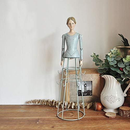 Havanadd Garden Ornament Decorative Sculpture Rural Pastoral Retro Imitation Wood Jewelry Rack Garden Ornaments Gifts Ornaments Decorative Collectibles (Color : Blue, Size : 14x50cm)