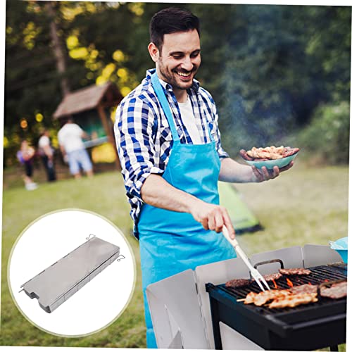 Ganazono 1Pc Barbecue Windshield Splatter Shield Guard Outdoor Windshield Outdoor Silver Aluminum Alloy Cooking Utensils Camp Stove Windshield Practical Bbq Windshield Hiking Supplies #TOP4