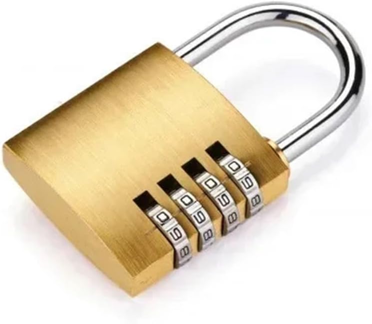 Brass Combination Padlock 4 Digit Luggage Code Lock Outdoor Travel Copper 1Pcs