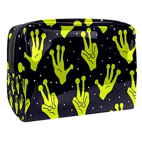 Preisvergleich Produktbild Kosmetiktasche / Kosmetiktasche, Motiv: pinkes Schweinchen in grünem Gassen-Muster, PVC, praktischer Organizer, Reißverschluss, Kulturbeutel für Damen, Reisen, Badezimmer