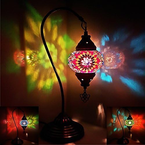 Special 3in1 Turkish Moroccan Colourful Mosaic Light Tiffany Glass Desk Table UK - MC2