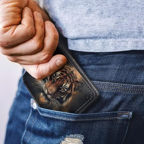Image of Coldinair Tiger Kids Wallets for Teen Leather Bifold Wallet for Teen Boys,Cool Credit Card Cash Id Holder Rfid Blocking Small Wallets with Coin Pocket