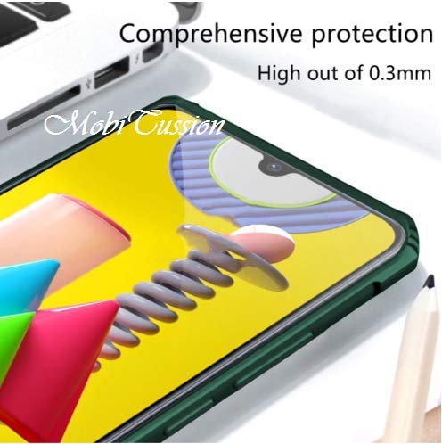 Image of MOBITUSSION Polycarbonate Shockproof Transparent Slim Back Cover For Samsung M30S /Samsung M21 (Green)