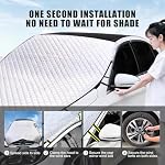 1 PC Car Half Car Cover Sunshade, Windshield Hood All-Season Protection Waterproof Dustproof Frostproof Portable Car Cloth, Outdoor Indoor Foldable Protective Cover, Universal for Cars (Silver)