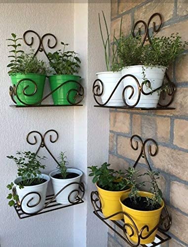VINAMRA - Wall Mount Metal Planter stand for Home Garden Balcony Living Room Decor (set of 4) (B0BCZ5NV1M) Amazon Price History, Amazon Price Tracker