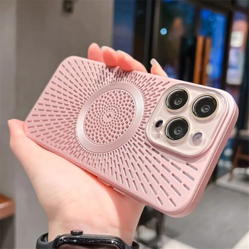 Coque iPhone 14 Pro Max rose fine et magnétique pour recharge sans fil