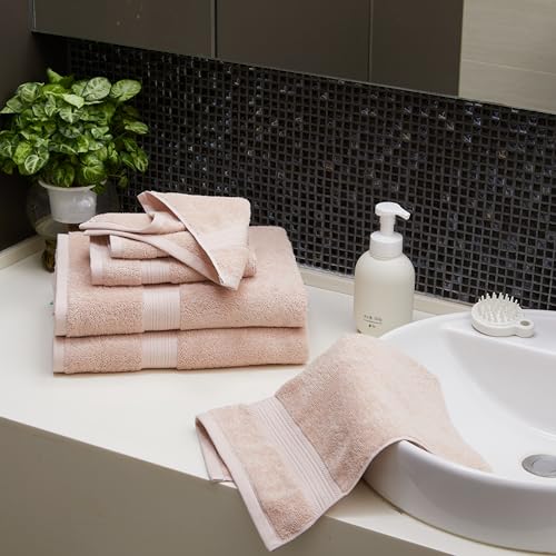 Amazon Basics 6 Piece Fade resistant towel set for bathroom, 100% Organic Cotton soft and absorbent, 2 Bath + 2 Hand + 2 Face Cloths, Blush Pink - Cosy Home Interiors Amazon Basics 6 Piece Fade resistant towel set for bathroom, 100% Organic Cotton soft and absorbent, 2 Bath + 2 Hand + 2 Face Cloths, Blush Pink - Image 7