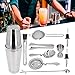 11PCS Cocktail Shaker Set with Stainless Steel Finish for Home Bartending Includes All Necessary Mixing Tools for Mixology Fun (Silver)