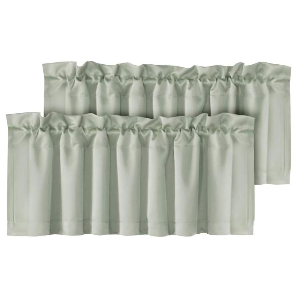 H.VERSAILTEX Blackout Valances for Windows,Sage Green Kitchen Window Valance Curtains for Living Room/Bedroom/Bathroom Privacy Decorative Rod Pocket ，