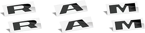 Miniatura 2 de Reflective Concepts Pegatinas de calcomanía superpuestas para emblema de puerta RAM 2019-2026 (color negro brillante)