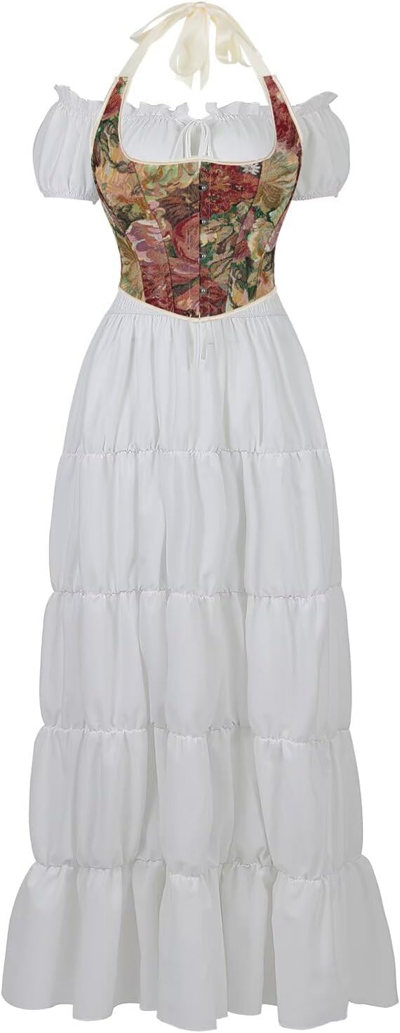 Women Corset Dress 2 PieceMaxi Renaissance Medieval Peasant Halloween