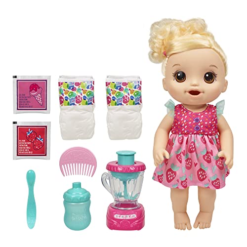 Baby Alive Magical Mixer Baby Doll, Strawberry Shake, Doll with Toy Blender, Baby Doll Set for Kids 3 and Up, Blonde Hair by Baby Alive - Used condition - US$22.63