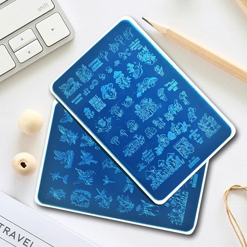 Placa de carimbo de desenho de unhas de fada de borboleta, placa de estampagem de unhas em forma de