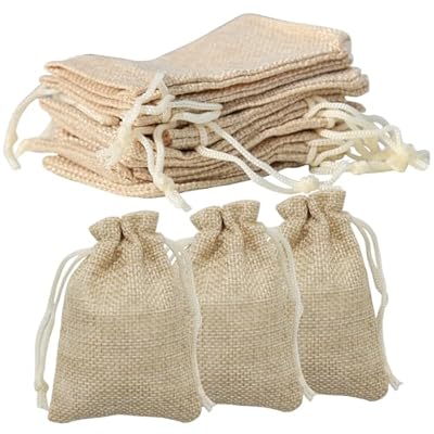 LWMLWM 100 PCS Bolsas de Yute Bolsitas Sacos de Yute con Cordón, Bolsas de Lino y Cáñamo, Bolsas de Arpillera Bolsa de Yute para Almacenar Hierbas, Especias, 9 x 7cm | Ya disponible en tu tienda friki favorita! En mundofriki.es!