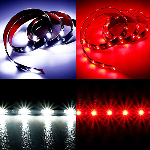 AMBOTHER 5-Function 48"/49" Truck Tailgate Side Bed Light Strip Bar 3528-72LED Waterproof IP67, Turn Signal, Parking, Brake, Reverse Lights for Trailer Pickup Jeep RV Van Dodge Ram Chevy GMC Red/White