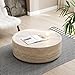 HAMORESPACE Round Faux Marble Coffee Table, Modern Drum Design, Circle FiberglassCoffee Table, End Table for Living Room, Apartment, No Assembly Required (31.49'' Mars Pattern)
