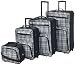 Rockland Luggage 4 Piece Luggage Set, Black Plaid, One Size
