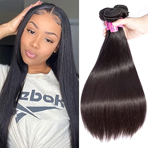 10A Straight Bundles Human Hair 100% Unprocessed Brazilian Virgin Straight Weave Human Hair Bundles Natural Color Hair Extensions (22 24 26)