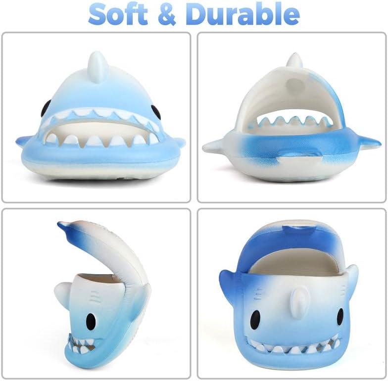 Kids Shark Slides丨Pillow Shower Sandals Quick Dry Slippers丨Toddler Boys Girls Comfy Cloud Slides丨Summer Non-Slip Thick Sole Beach Pool shoes - Image 2