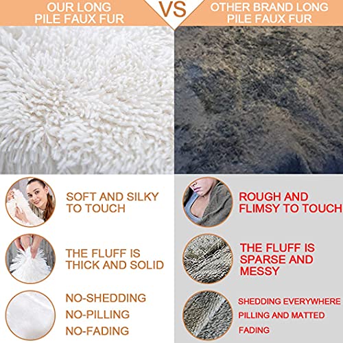 Yusoki Cream White Faux Fur Throw Blanket,2 Layers,50" X 60" Cozy Plush Fluffy Blanket Furry Fuzzy Warm Cute Shaggy Blanket For Fall Bed Living Room Décor Baby Women Pet #TOP1