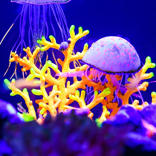 Image of VOCOSTE Soft Silicone Glowing Aquarium Simulation Coral with Sucker, Fluorescence Aquatic Artificial Coral for Fish Tank Decoration, Pink