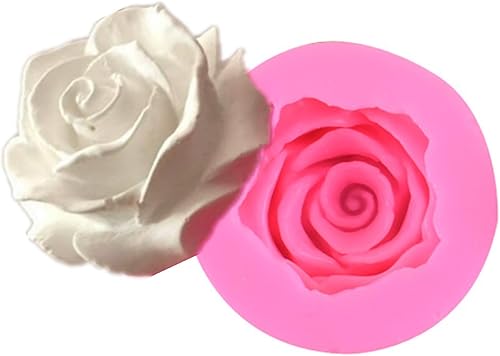BeeSpring Moldes de silicona con forma de rosa para fondant, moldes de fondant para tartas en 3D, moldes de flores de rosas, molde de chocolate,