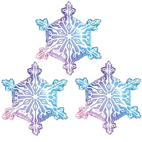 HADCKJA Snow Balloons Christmas Balloons Snowflake Foil Balloon for Christmas Themed Party Decoration Supplies Birthday Decoration Decor Ballons Arch Kits Party Balloon Set 3pcs