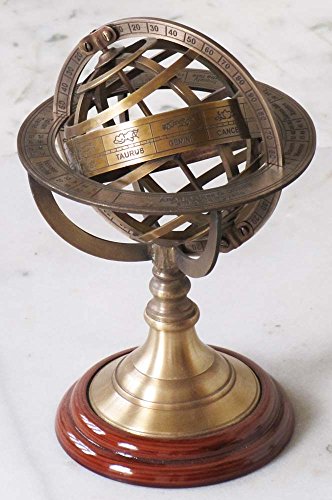 Nagina International - Surin Shakti Entreprises Laiton antique Finition Sphère armillaire Décor nautique zodiaque Sphère Globe 22,9 cm Home décoratifs