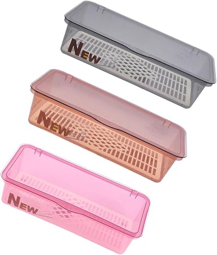 Miniatura 5 de DOITOOL Bandeja de cubiertos de 3 piezas con tapa y escurridor, organizador de utensilios de vajilla y cajones de cubiertos con tapa cubierta para