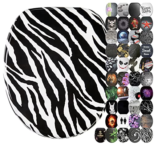 Sanilo Sedile WC con chiusura ammortizzata, grande scelta di copriwater neri da legno robusto e di alta qualità (Zebra)