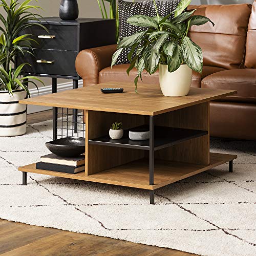 Walker Edison Furniture Company Metal and Wood Square Coffee Table Liv Walker Edison Furniture Company Metal and Wood Square Coffee Table Liv