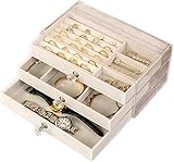 Vlando 3 Layer Jewelry Storage Box 3 Drawers Transparent Clear Ring Necklace Piercing Earrings Bracelet Watch Jewellery Organiser Jewellery Box For Women Acrylic Container For Ring Necklace Organizer
