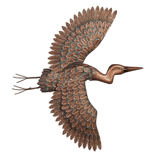 Heron Journey Coastal Metal Wall Sculpture | Handpainted Aged Bronze