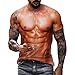 Maglietta da uomo alla moda, casual, con stampa digitale 3D, per allenamento muscolare, fitness, a maniche corte, colore verde scuro, cachi, XXL