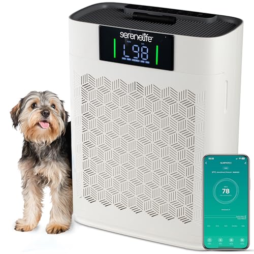 Serenelife Purificateur d’Air HEPA Intelligent – Jusqu’à 170 m², WiFi et App, Ultra Silencieux, Élimine poussière, poils d’animaux et odeurs,...