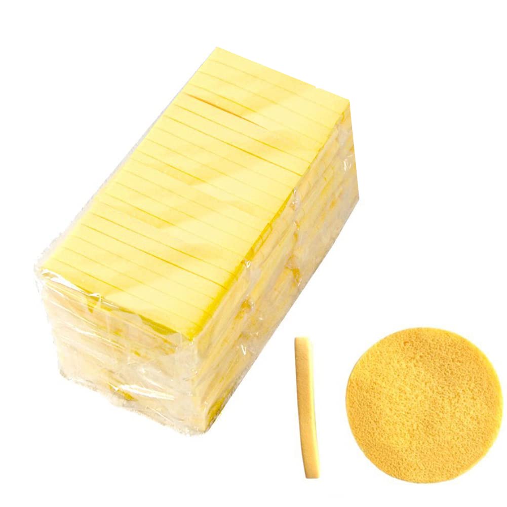 Facial Sponge Compressed,120 Count PVA Professional Makeup Removal Round Face Wash Sponges Spa Pads Exfoliating Cleansing for Women,Yellow