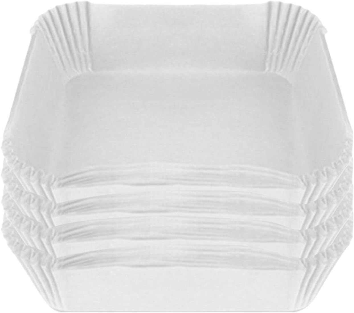 Disposable Paper Liners, Non Stick Waterproof Oil Proof Baking Paper for Air Fryer Grilling Microwave Restaurant (20x20x5cm,White 100pcs)