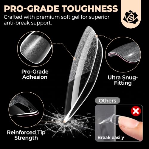 Image of UNA GELLA Short Almond Nail Tips 450PCS Fake Acrylic Nail Tips