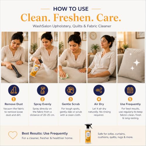 Image of Upholstery Cleaner Spray 500ml | Fabric & Carpet Stain & Odour Remover for Sofas, Rugs, Curtains & Cushions | No-Rinse Spot Cleaner | Non-Toxic