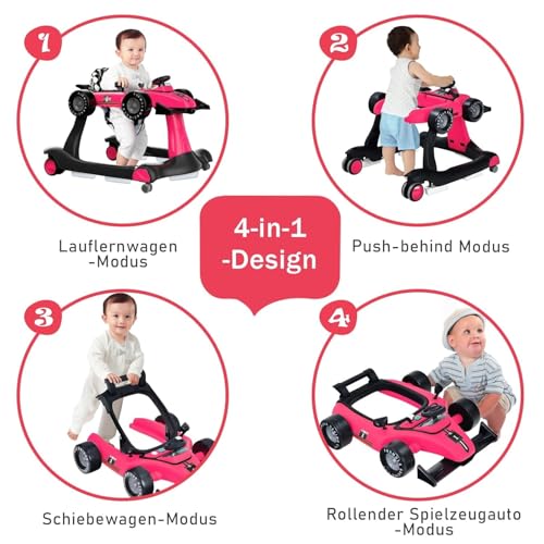 Miniatura 2 de Fantask Andador 4 En 1, Plegable Con Altura Y Velocidad Ajustables, Con Caja De Música, Luz Y Ruedas Rosa