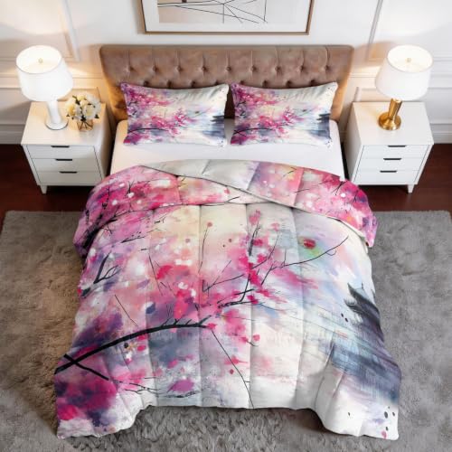 Edredón botánicos y flores de acuarela King reversible de tacto suave 2
