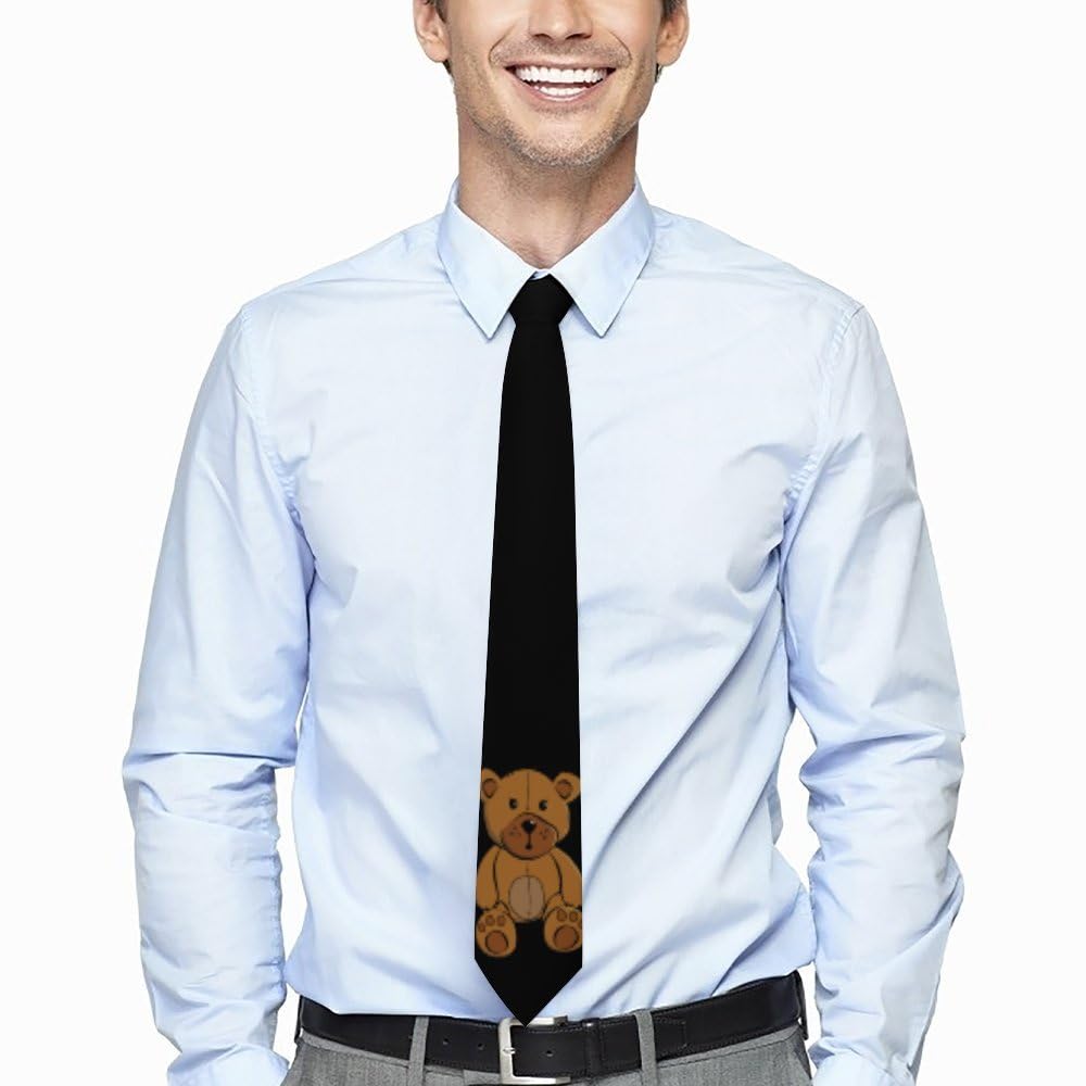 MHYRAC 7.5cm Men's Ties, Teddy Bear Tie, Necktie for Party And Wedding