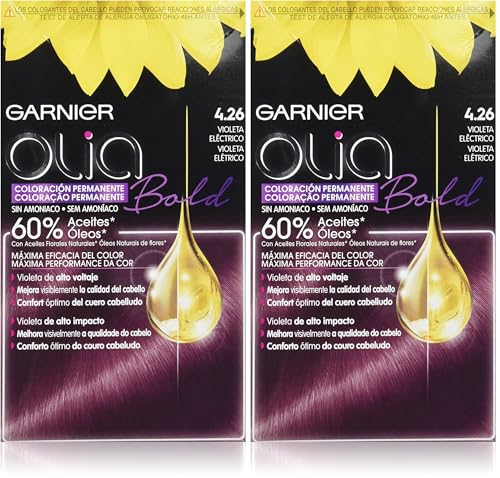 Garnier Olia - Coloración Permanente sin Amoniaco, con Aceites Florales de Origen Natural - Tono Bold Violeta Eléctrico 4.26 (Paquete de 2)
