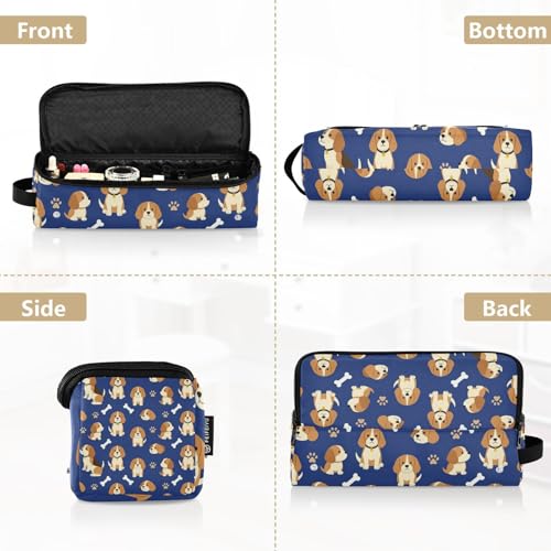 Bolsa de viaje para herramientas de cabello con almohadilla resistente al calor para planchas y rizadores, organizador impermeable con diseño de cachorro Beagle miniatura 5
