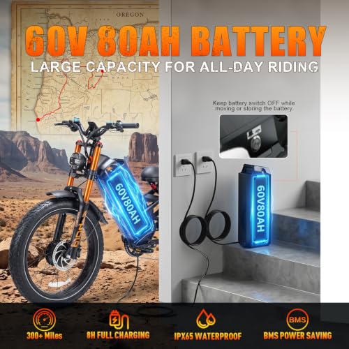 Image of 2026 eAhora Romeo Pro 3 /2 52-46 Mph Electric Bike for Adults, 6000W /4000W /2500W Dual Motor Ebike 60V 80Ah /52V 70Ah Battery 235+Miles Long Range, 26*4.0 inch /20*4.5 inch Fat Tire, Full Suspension, All Terrain
